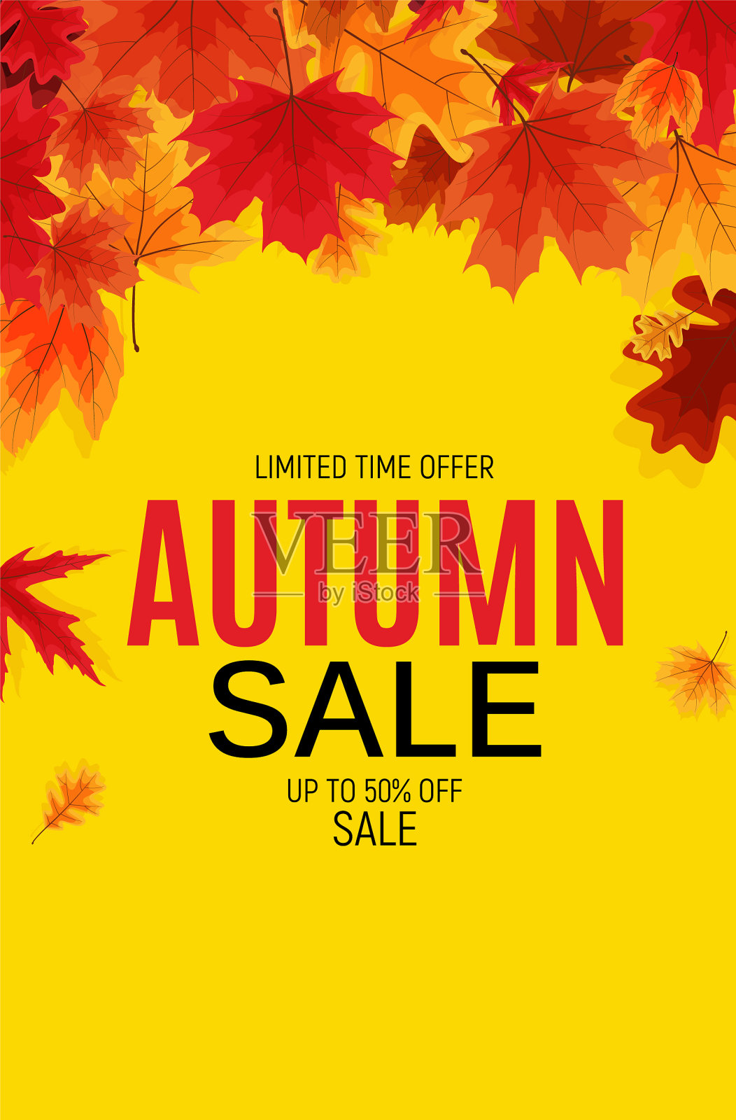 亮晶晶的秋叶销售横幅商业折扣设计元素图片