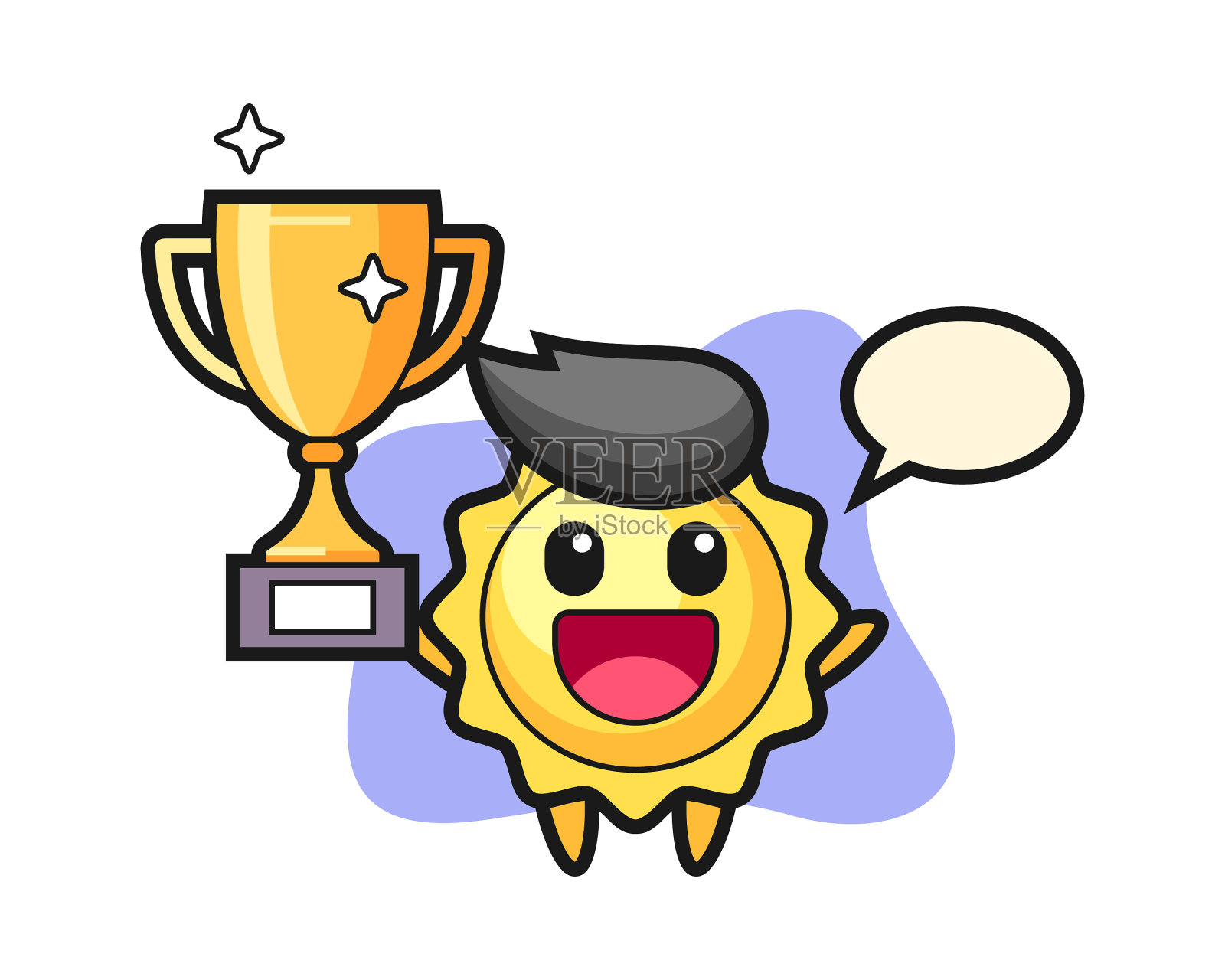 太阳卡通高高举起金杯插画图片素材