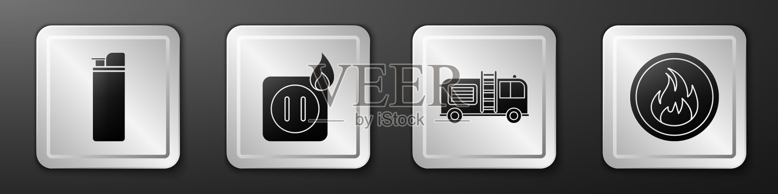 打火机电线插座着火图标素材