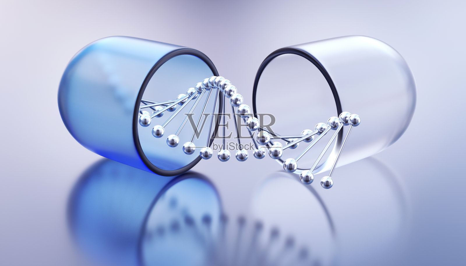 具有分子结构的开放式胶囊或药丸照片摄影图片