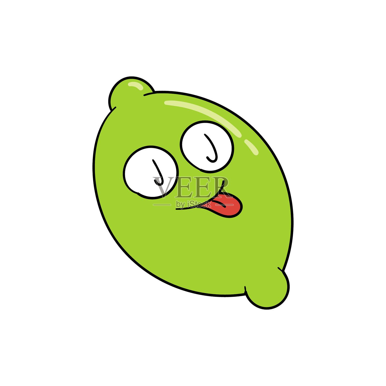 可爱的绿色柠檬卡通插图设计元素图片