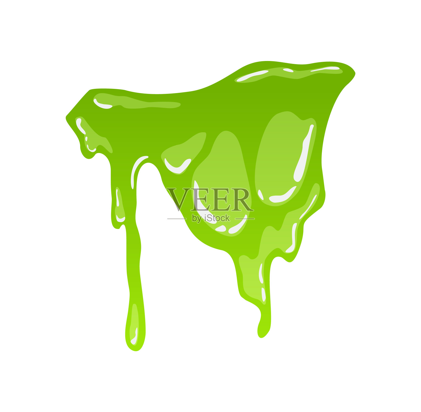 绿色的黏液。粘粘的飞溅，有毒的黏液。黏糊糊的斑点和水滴，液体边缘。卡通孤立向量装饰形式的玩斑点。鼻涕设计元素图片