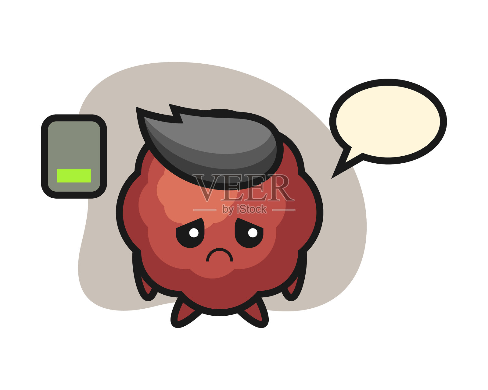 肉丸做一个疲惫的手势插画图片素材