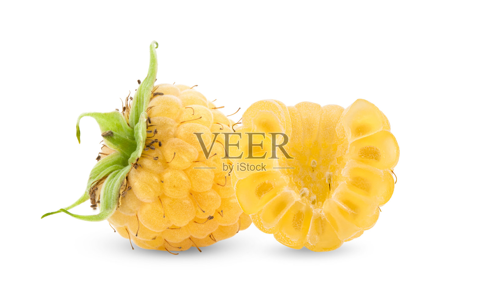 孤立在白色背景上的白色覆盆子照片摄影图片