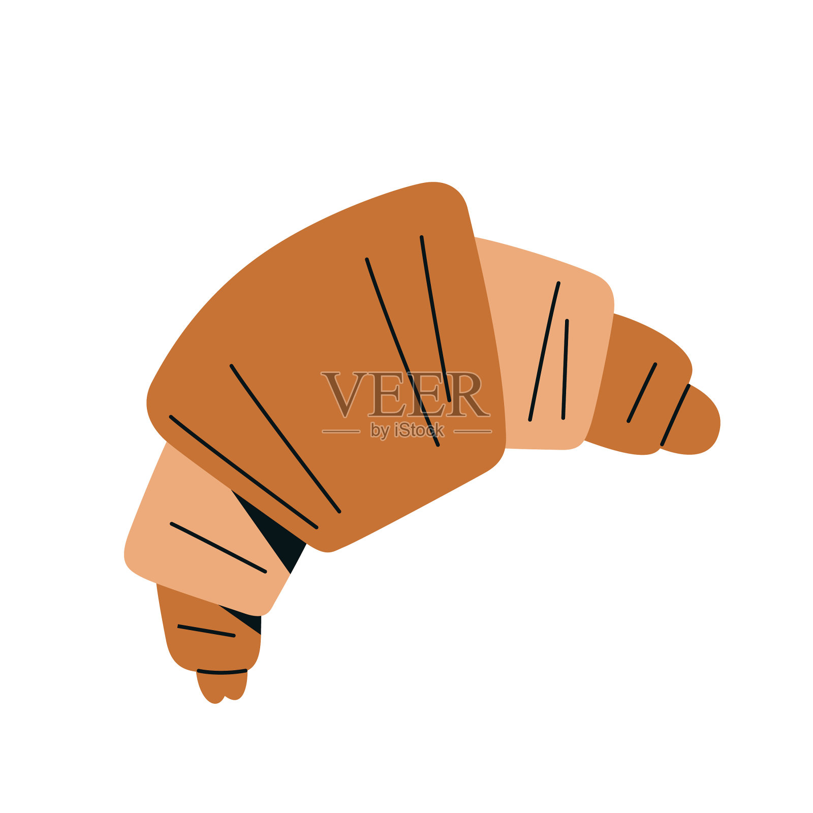 手绘牛角面包图标孤立矢量设计元素图片