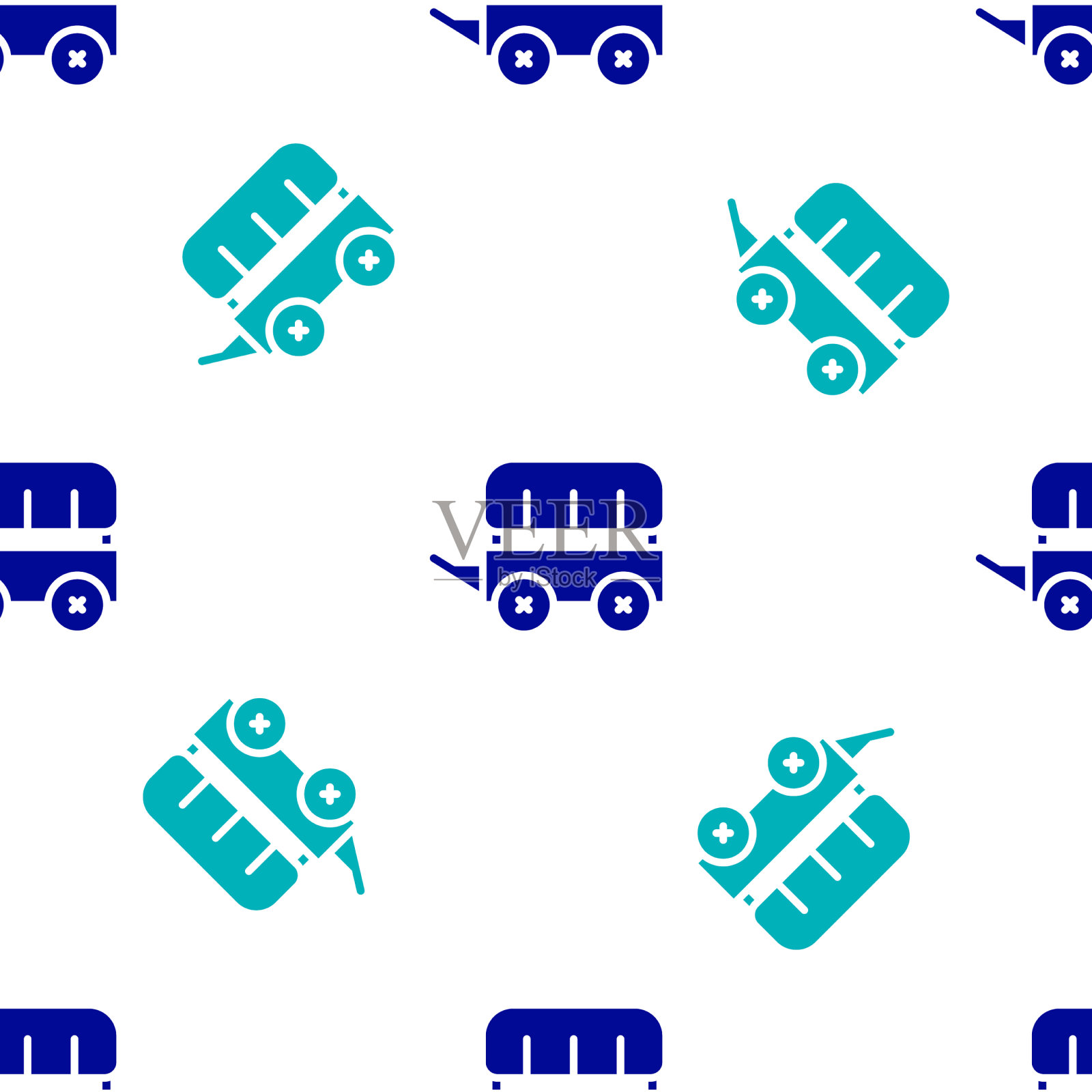 蓝色狂野西部覆盖马车图标孤立插画图片素材