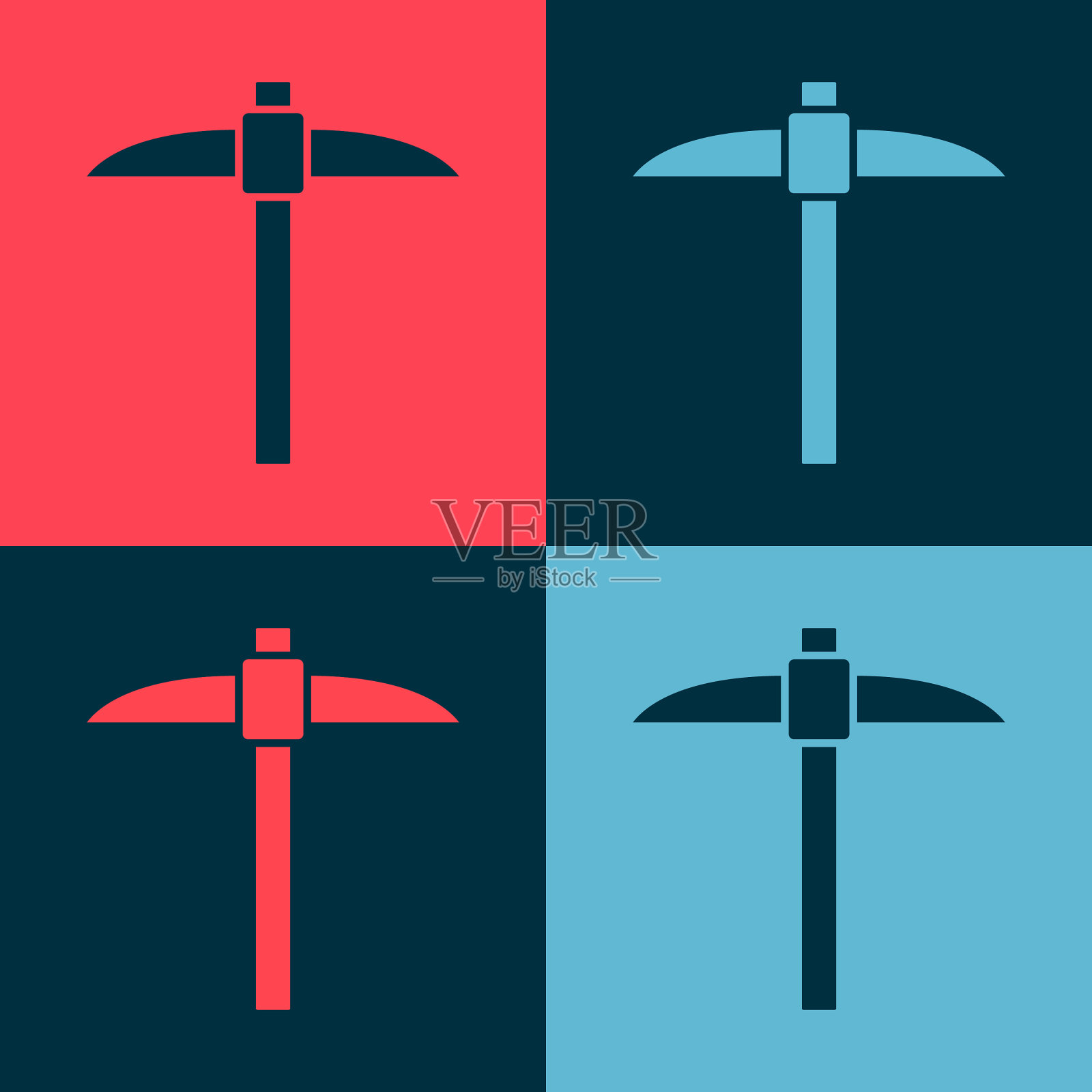 波普艺术鹤嘴锄图标孤立的颜色背景图标素材