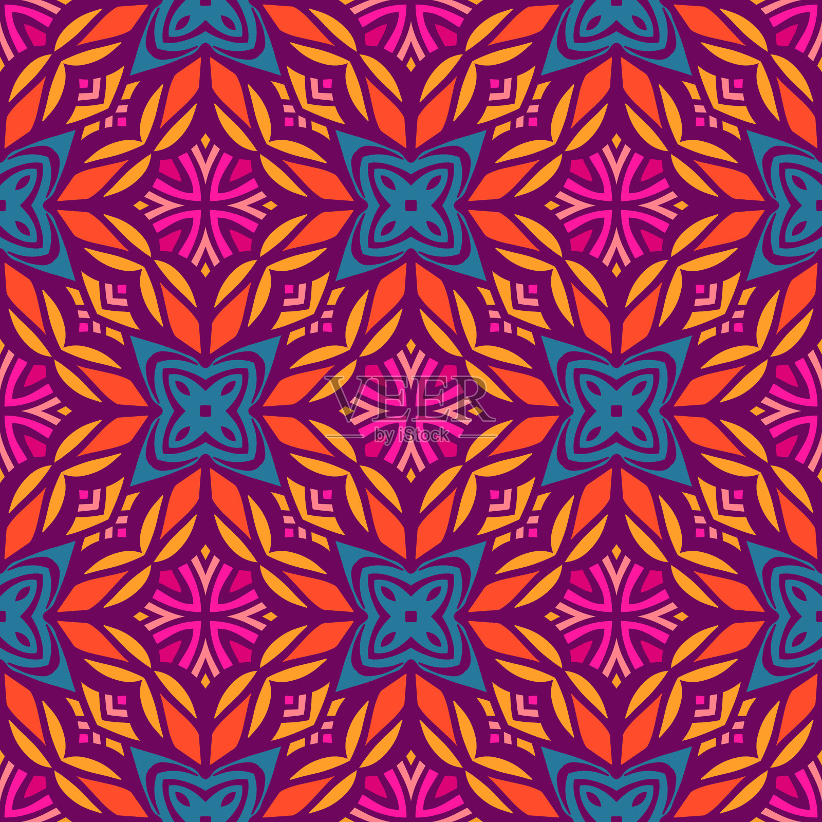 民族无缝波西米亚几何图案锦缎插画图片素材