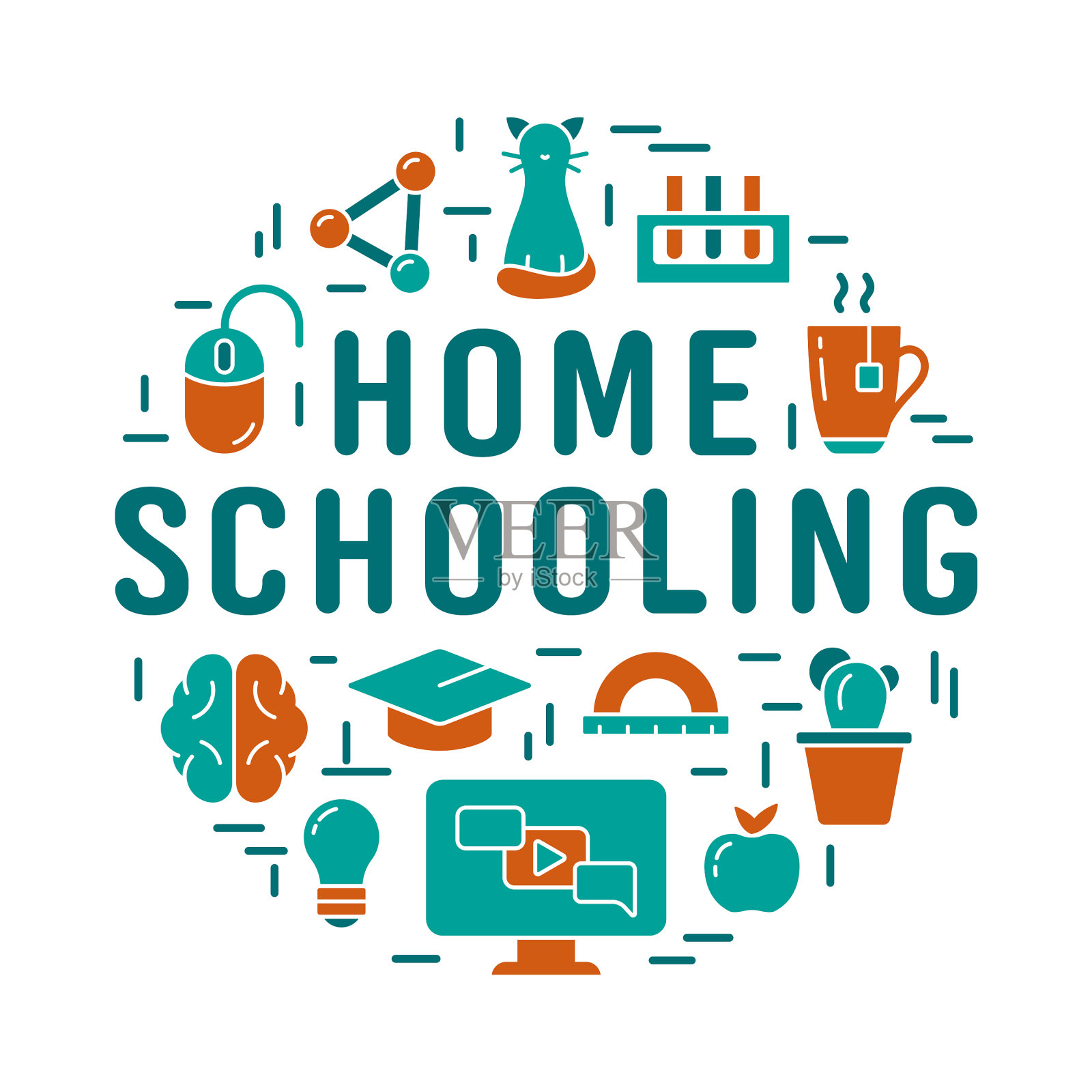 家庭教育，字母，远程学习或插画图片素材