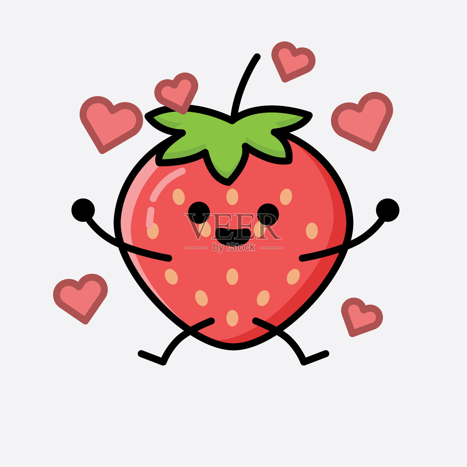 可爱的草莓吉祥物人物插画图片素材