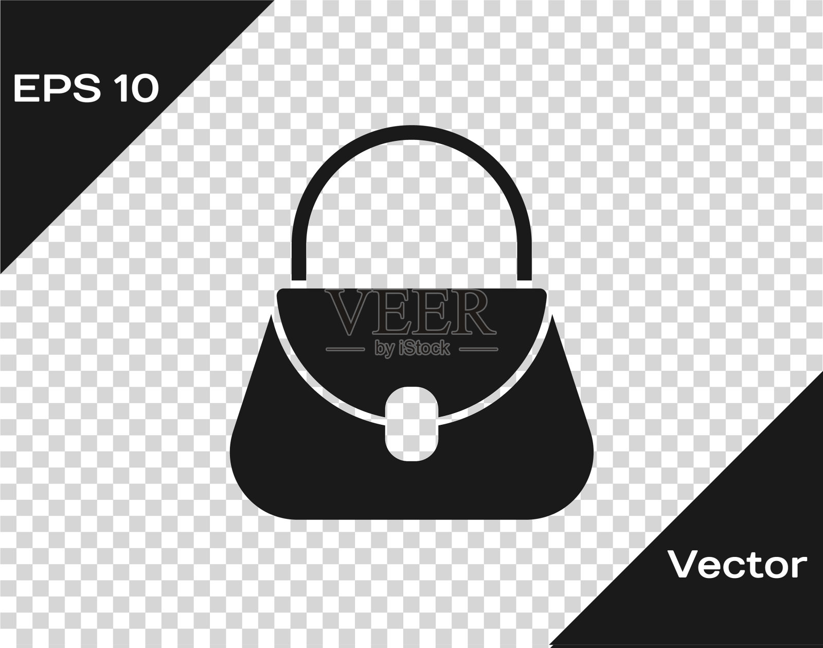 黑色手提包图标孤立上透明插画图片素材