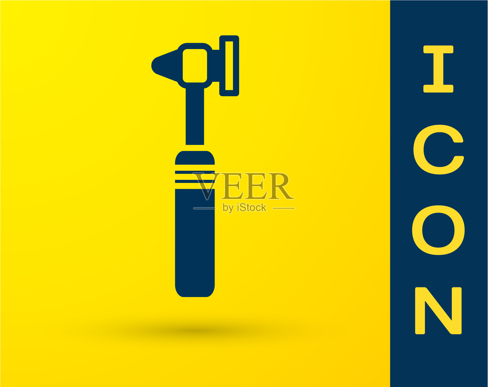 蓝色医用耳镜工具图标隔离黄色插画图片素材