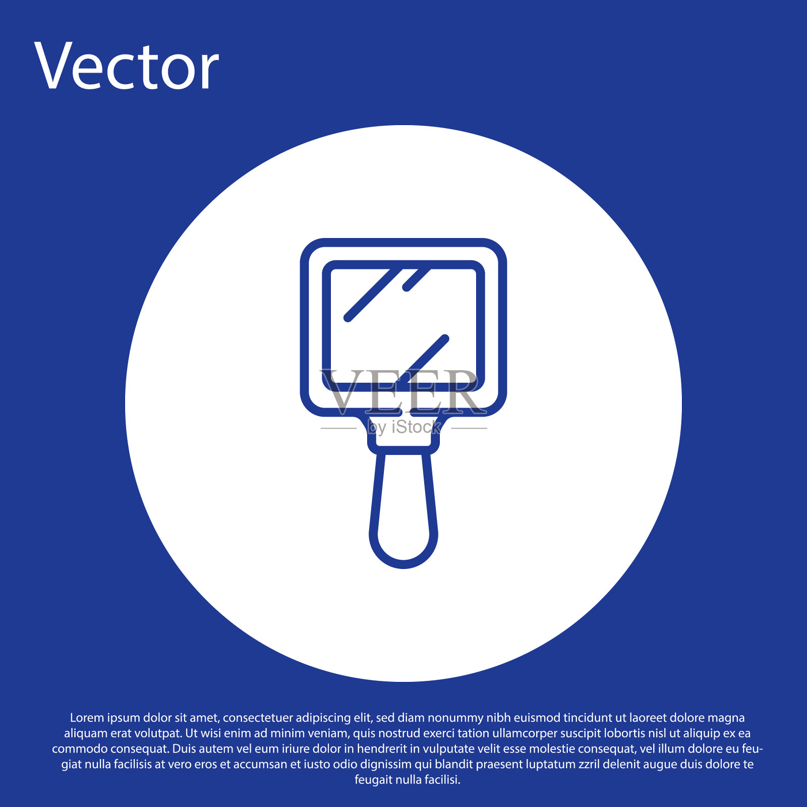 蓝线手镜图标孤立在蓝色插画图片素材