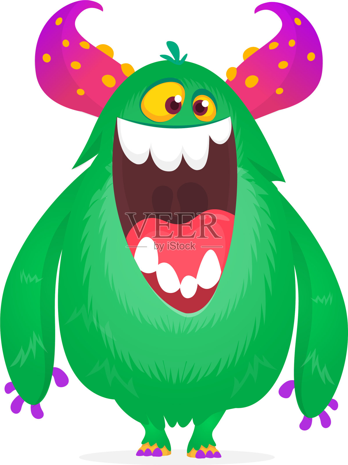 有趣的卡通兴奋的怪物设计元素图片