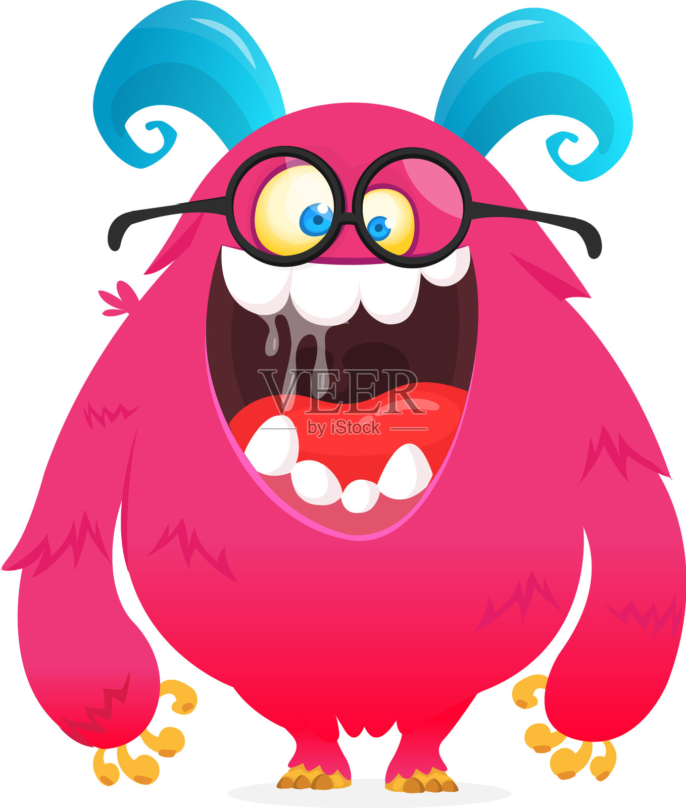 滑稽的卡通怪物戴着隔离眼镜设计元素图片