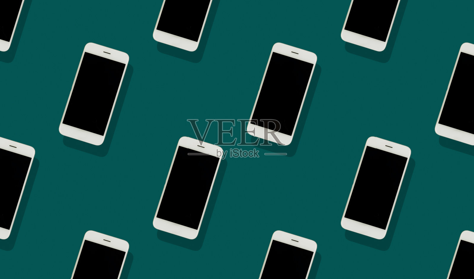 现代概念，无缝模式与智能手机在潮汐绿色背景照片摄影图片
