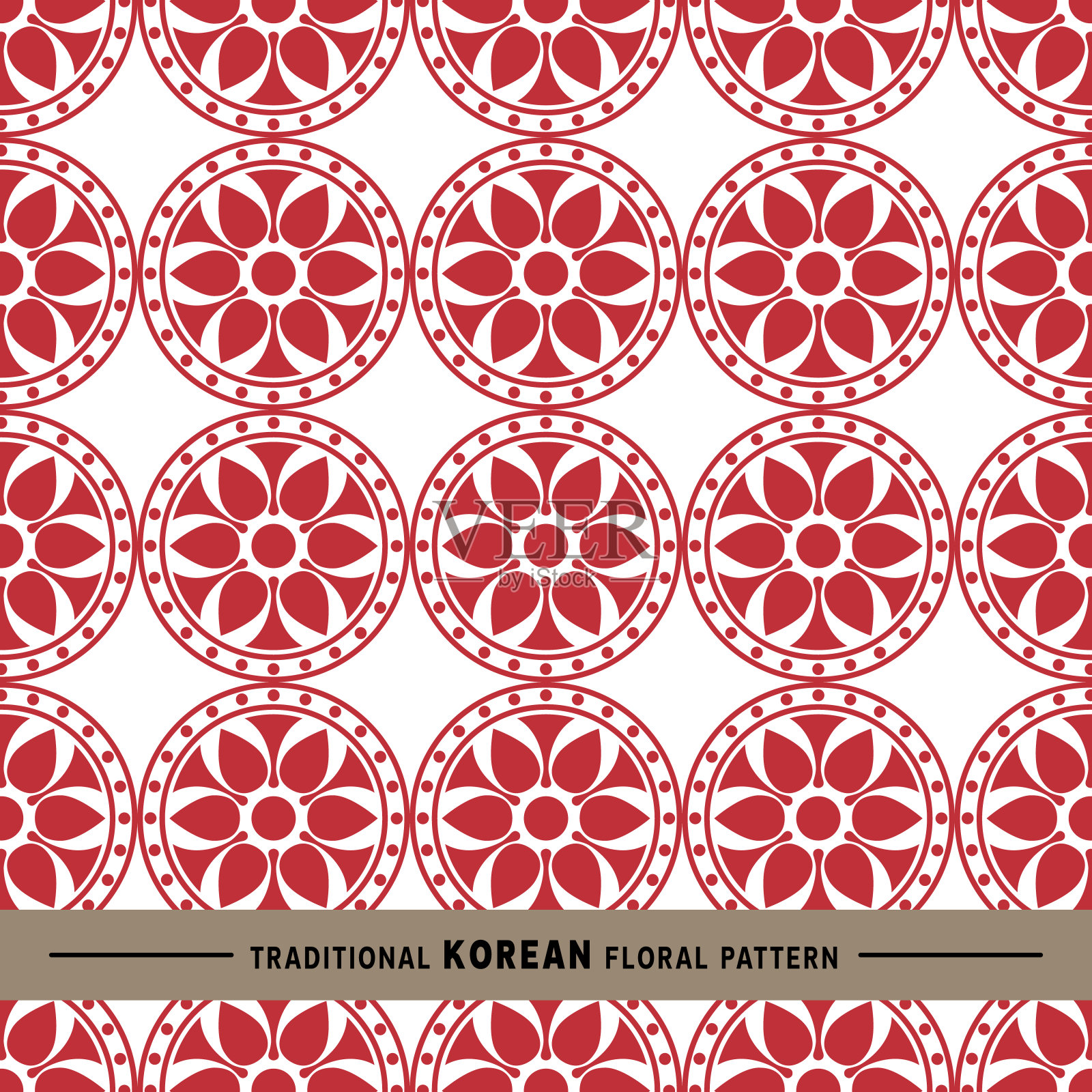 传统的韩国花卉图案插画图片素材