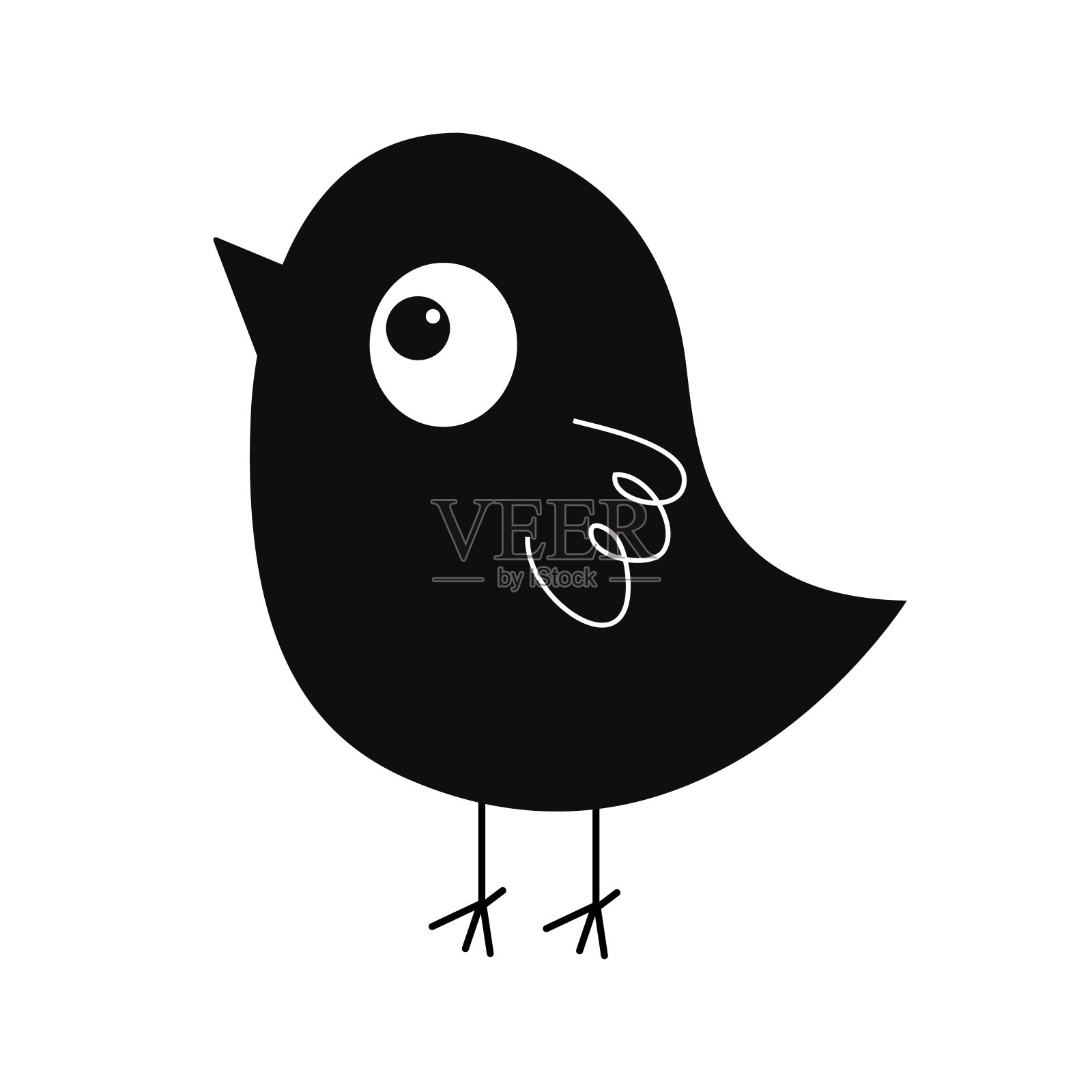 黑色的鸟剪影图标.可爱的卡通卡哇伊有趣的婴儿角色