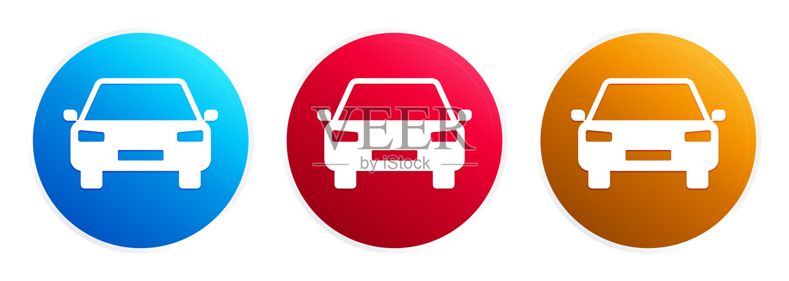 汽车图标溢价时尚的圆形按钮设置插画图片素材