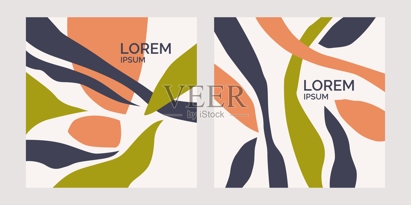 现代海报。不同形状的涂鸦风格。背景上的抽象点。插画图片素材