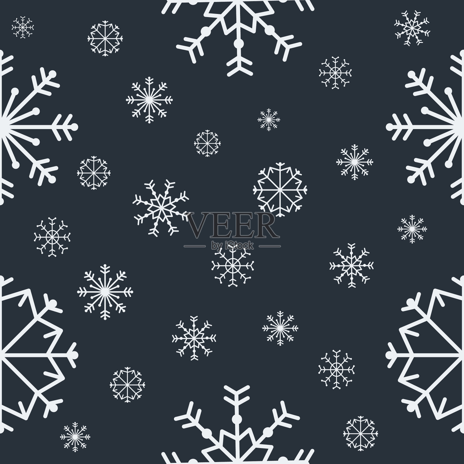 黑色背景上的雪花无缝图案插画图片素材