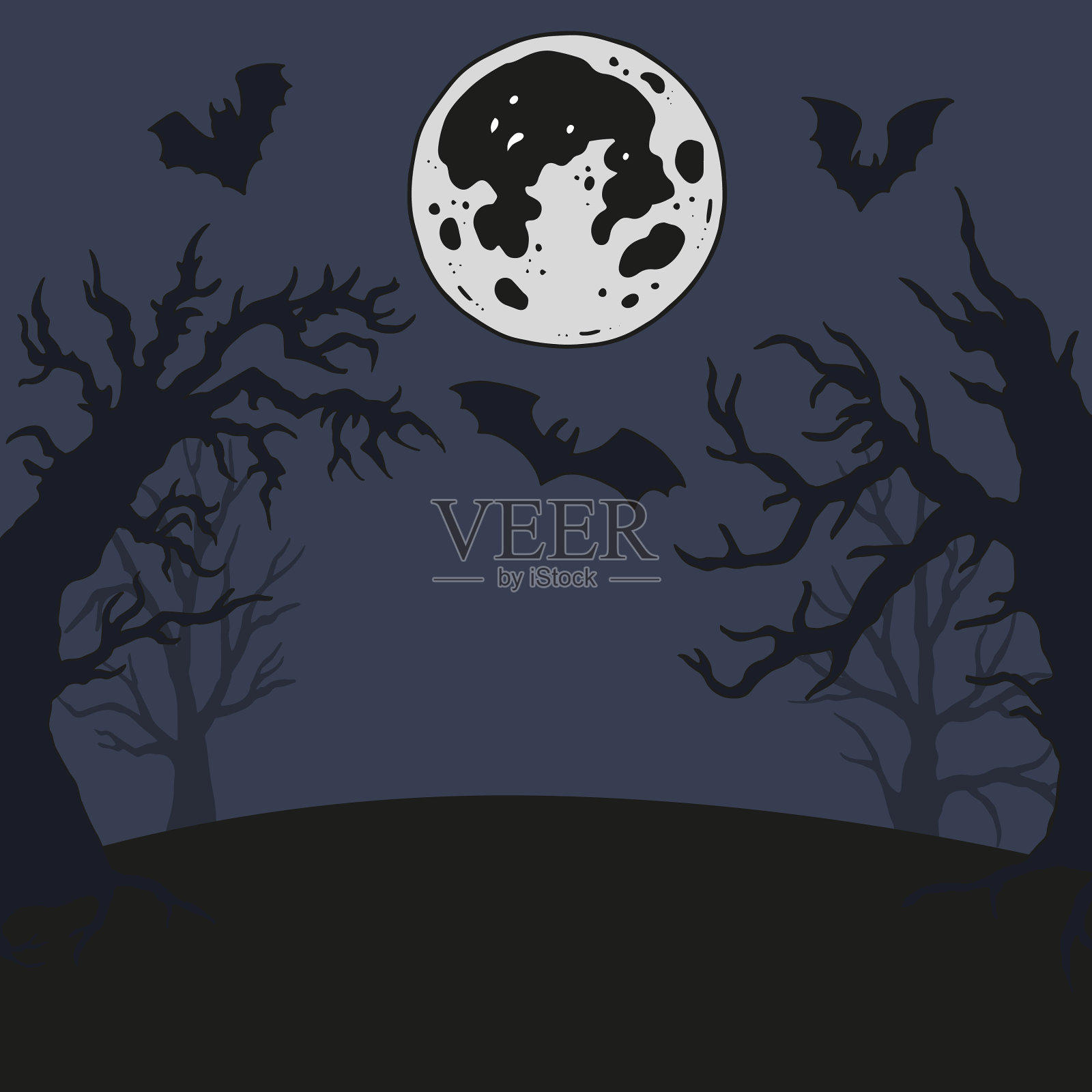 诡异的蝙蝠剪影插画图片素材