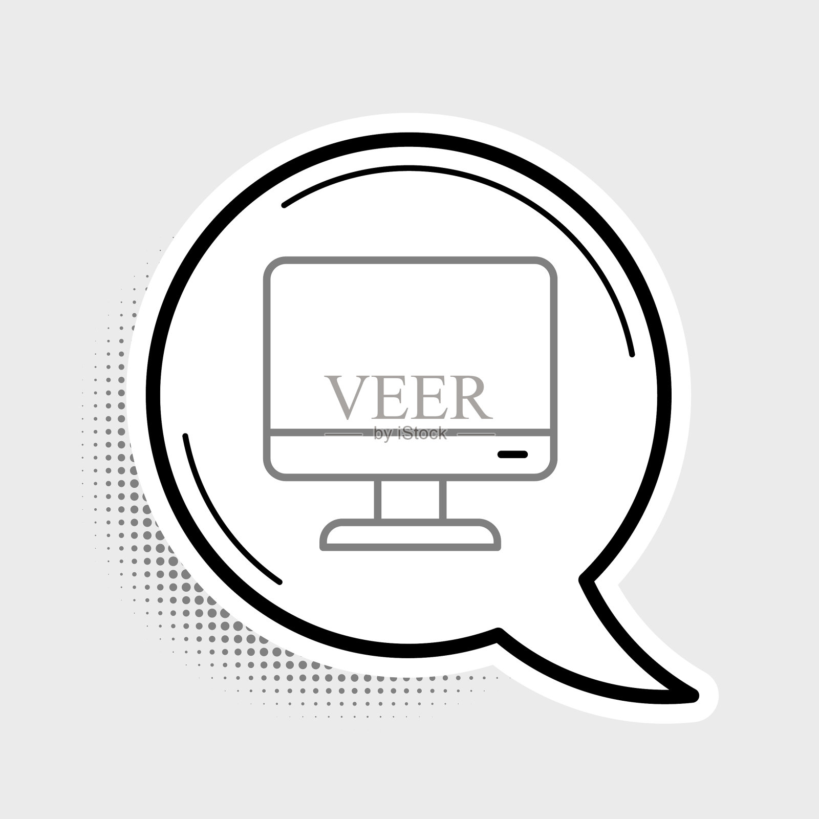 行计算机显示器屏幕图标隔离灰色插画图片素材