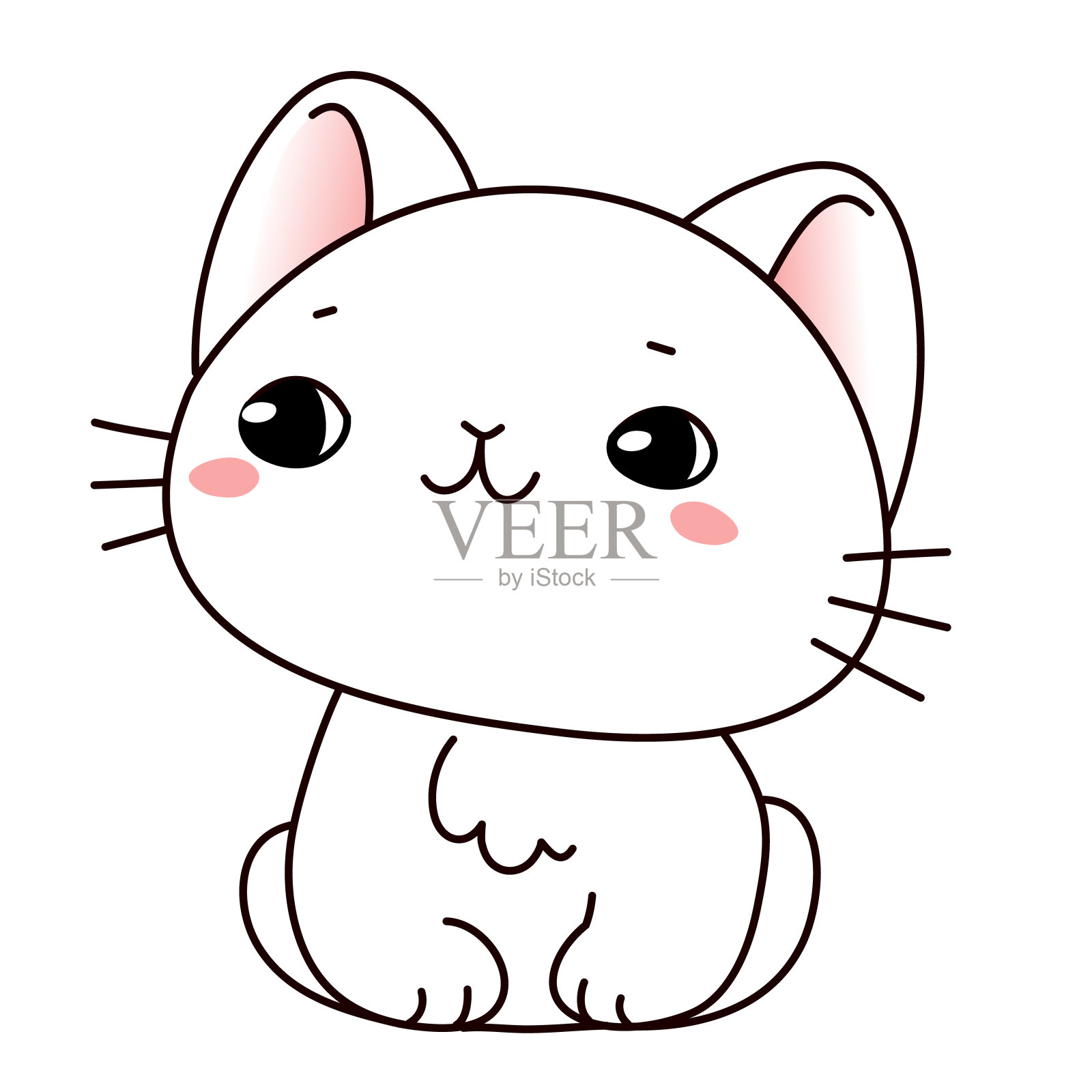 可爱的小猫坐矢量插图插画图片素材