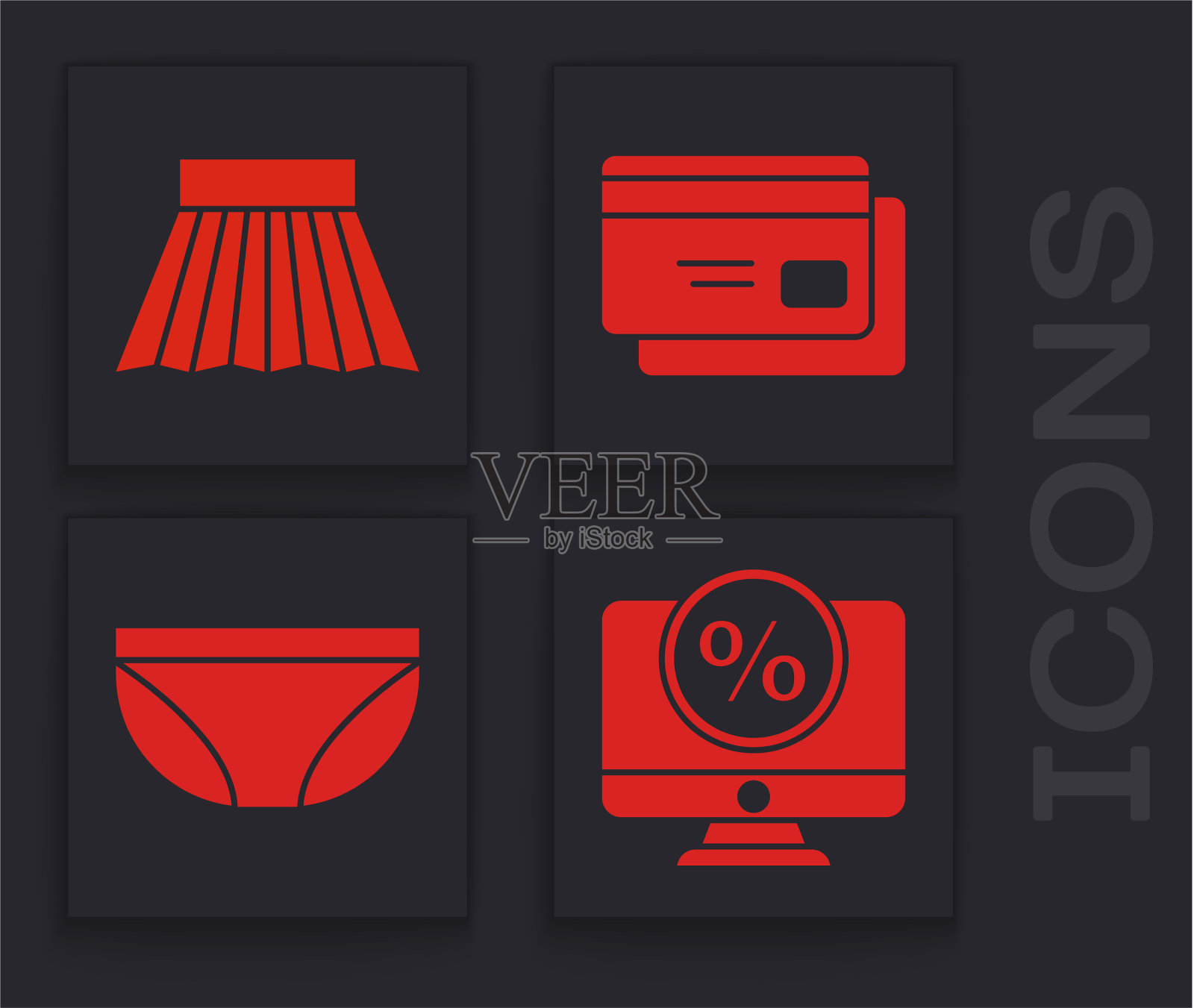 设置折扣和监控裙子信用图标素材