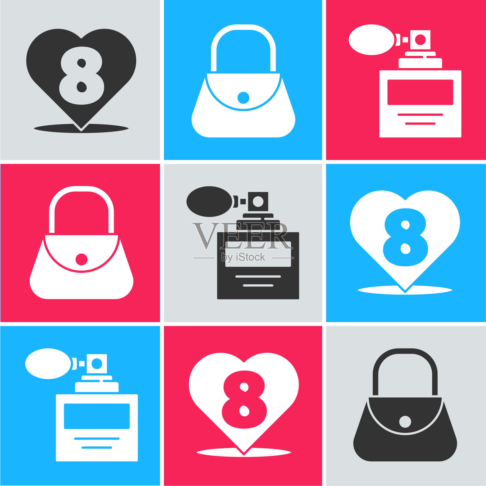 3月8日的手提包和香水图标图标素材