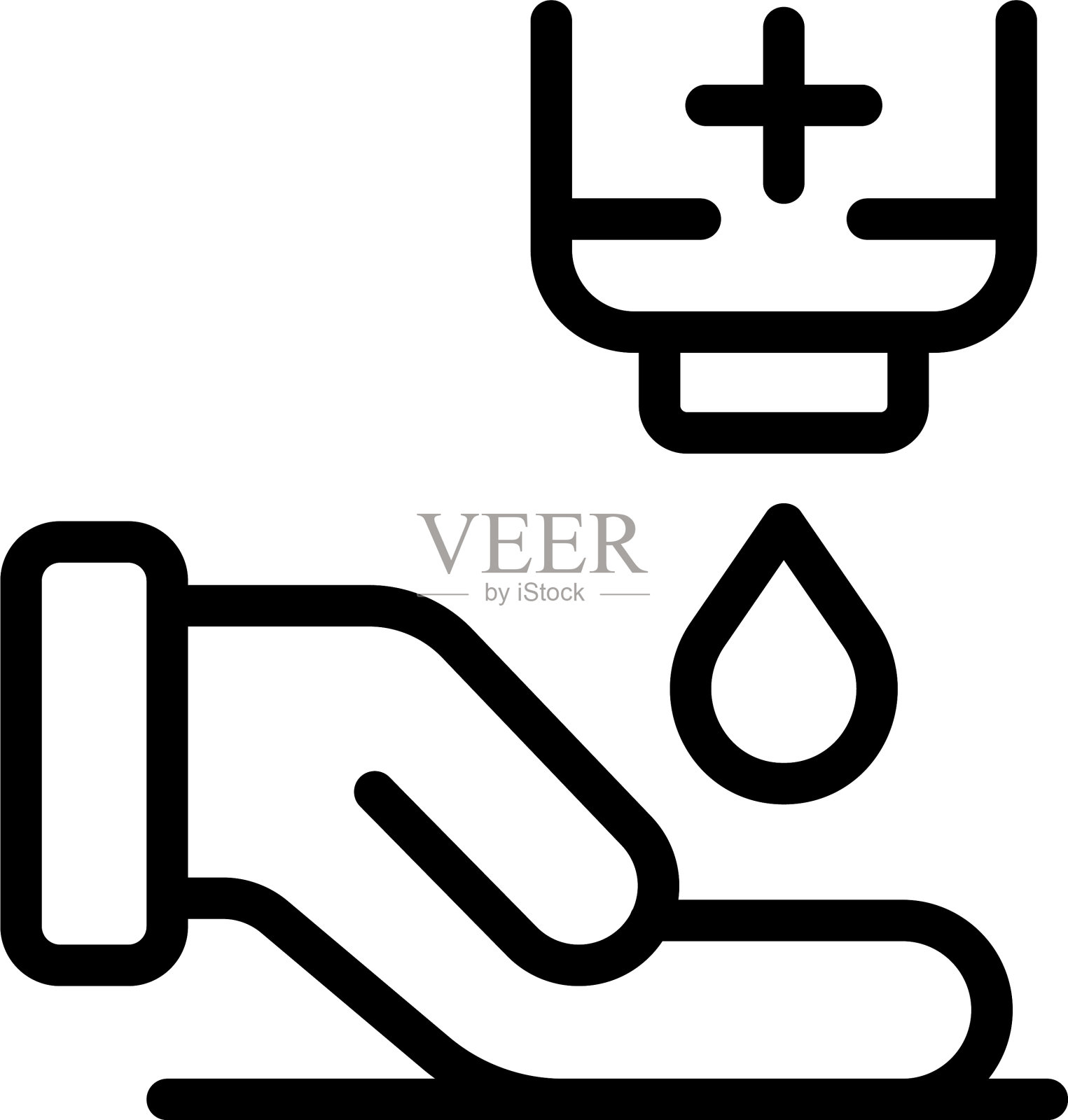 手消毒图标轮廓风格插画图片素材