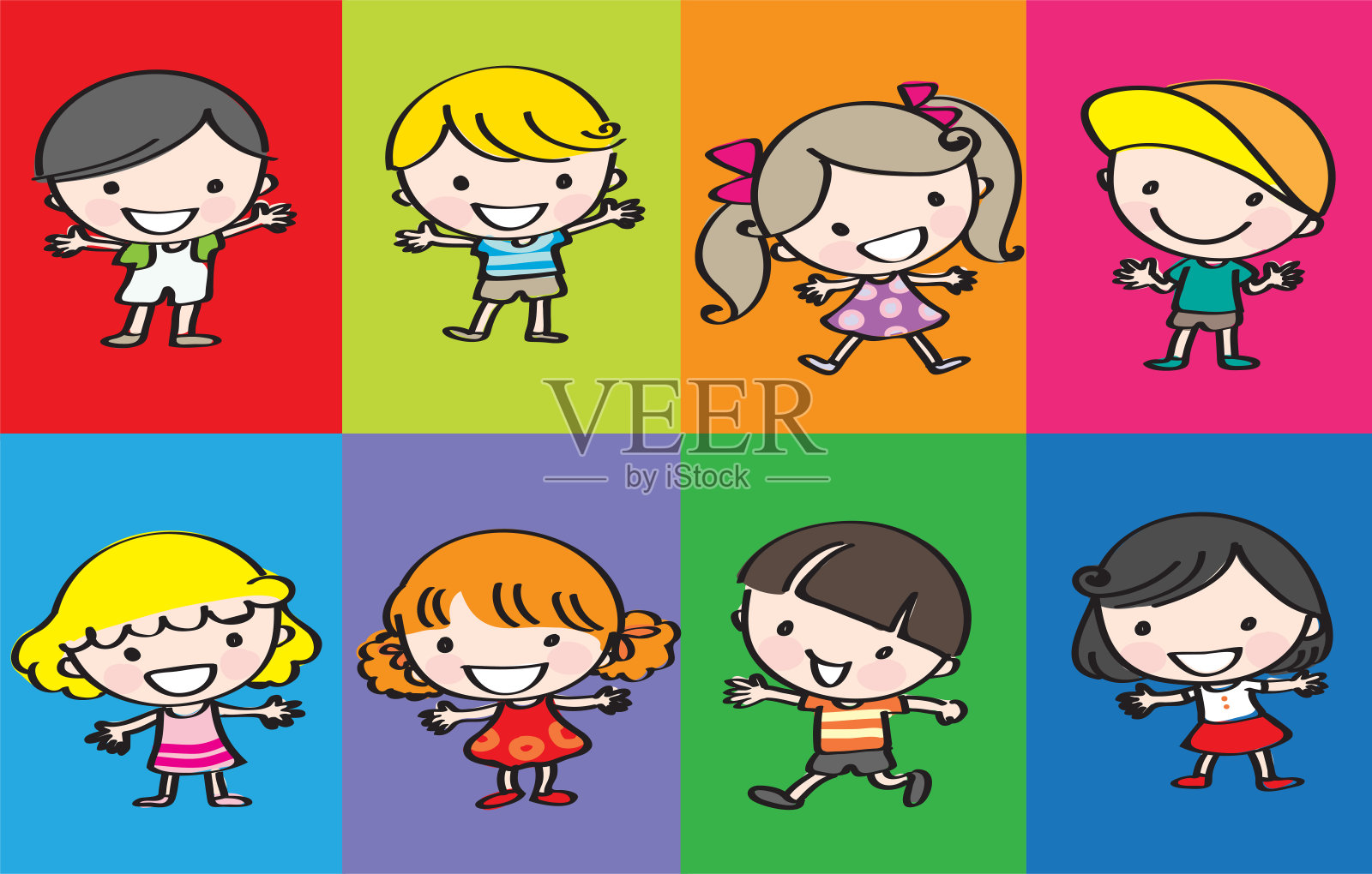 矢量彩虹儿童卡通背景插画图片素材