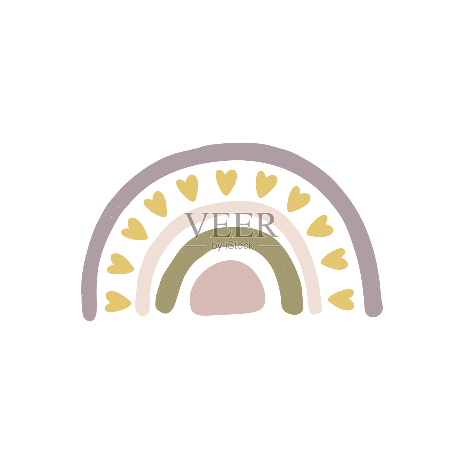 手绘波西米亚苗圃彩虹矢量插图。插画图片素材