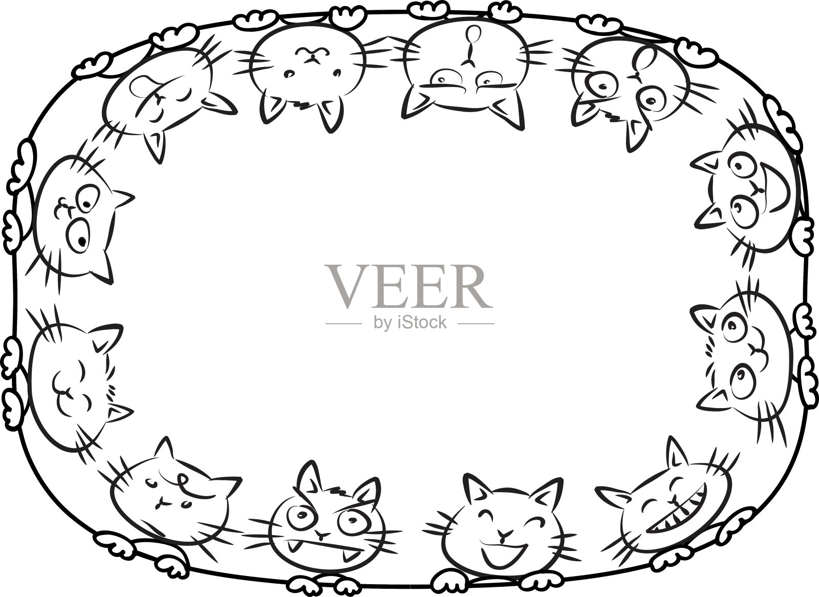 矢量卡通猫的边界背景插画图片素材