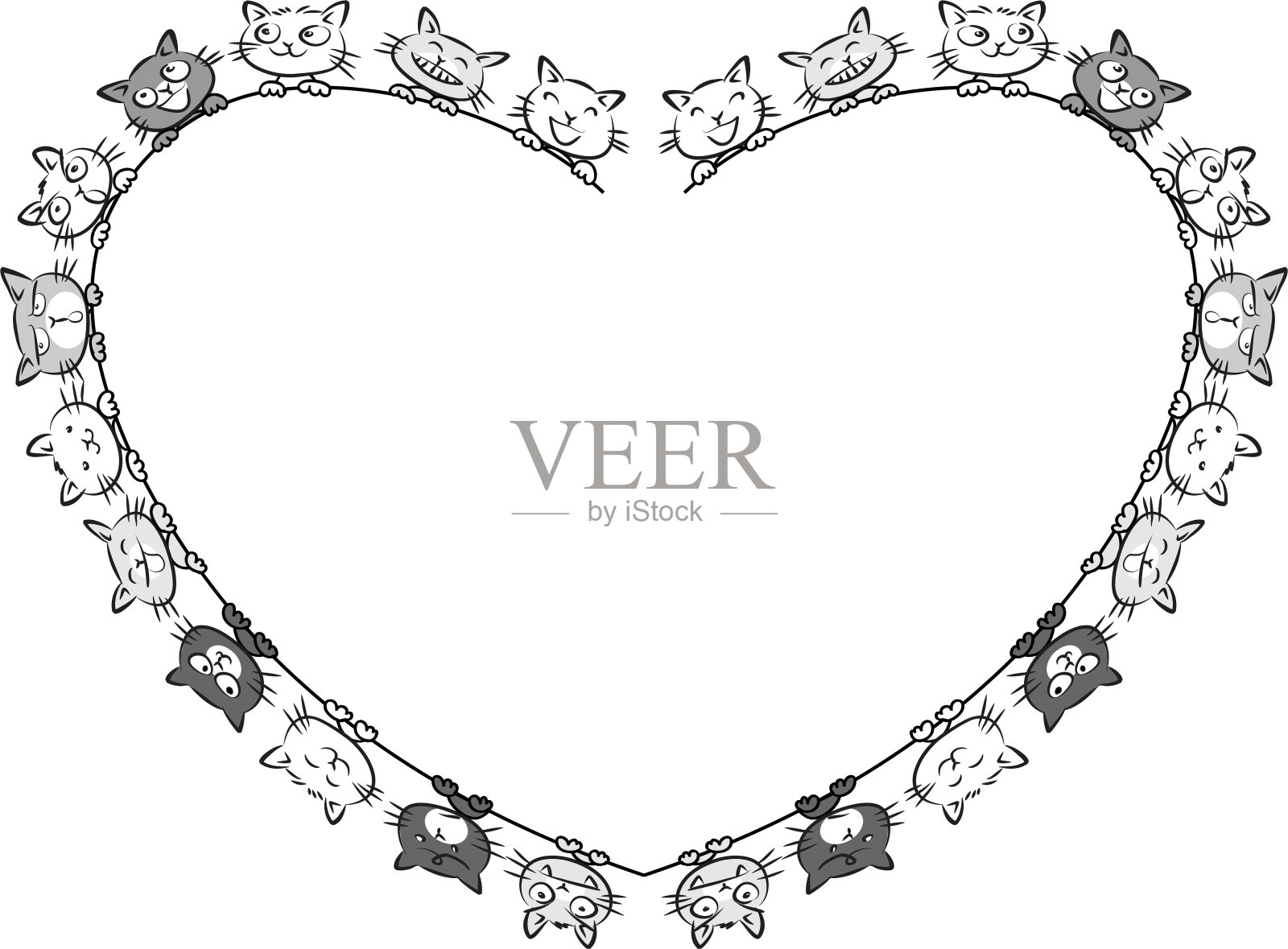 矢量卡通猫的边界背景插画图片素材