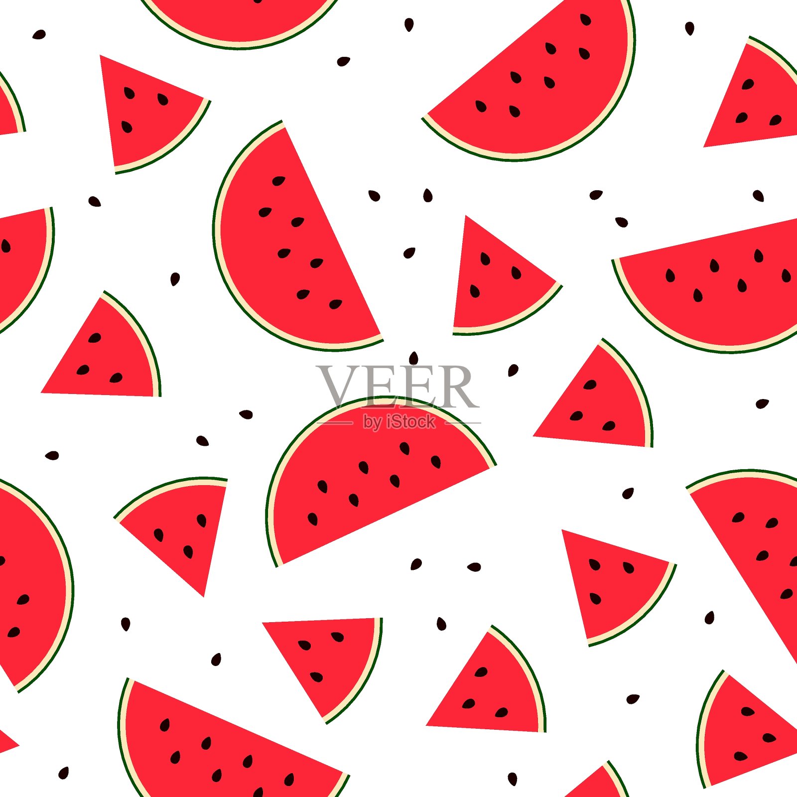 无缝西瓜切片图案插画图片素材