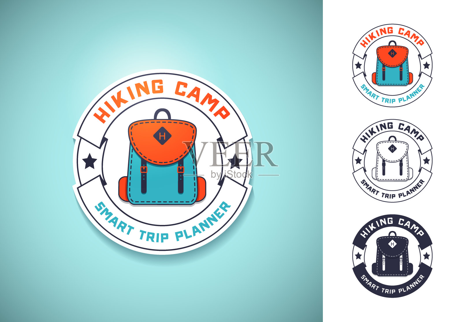 露营和户外探险复古标志，标志，徽章。旅游标志象征。矢量标志的概念插画图片素材