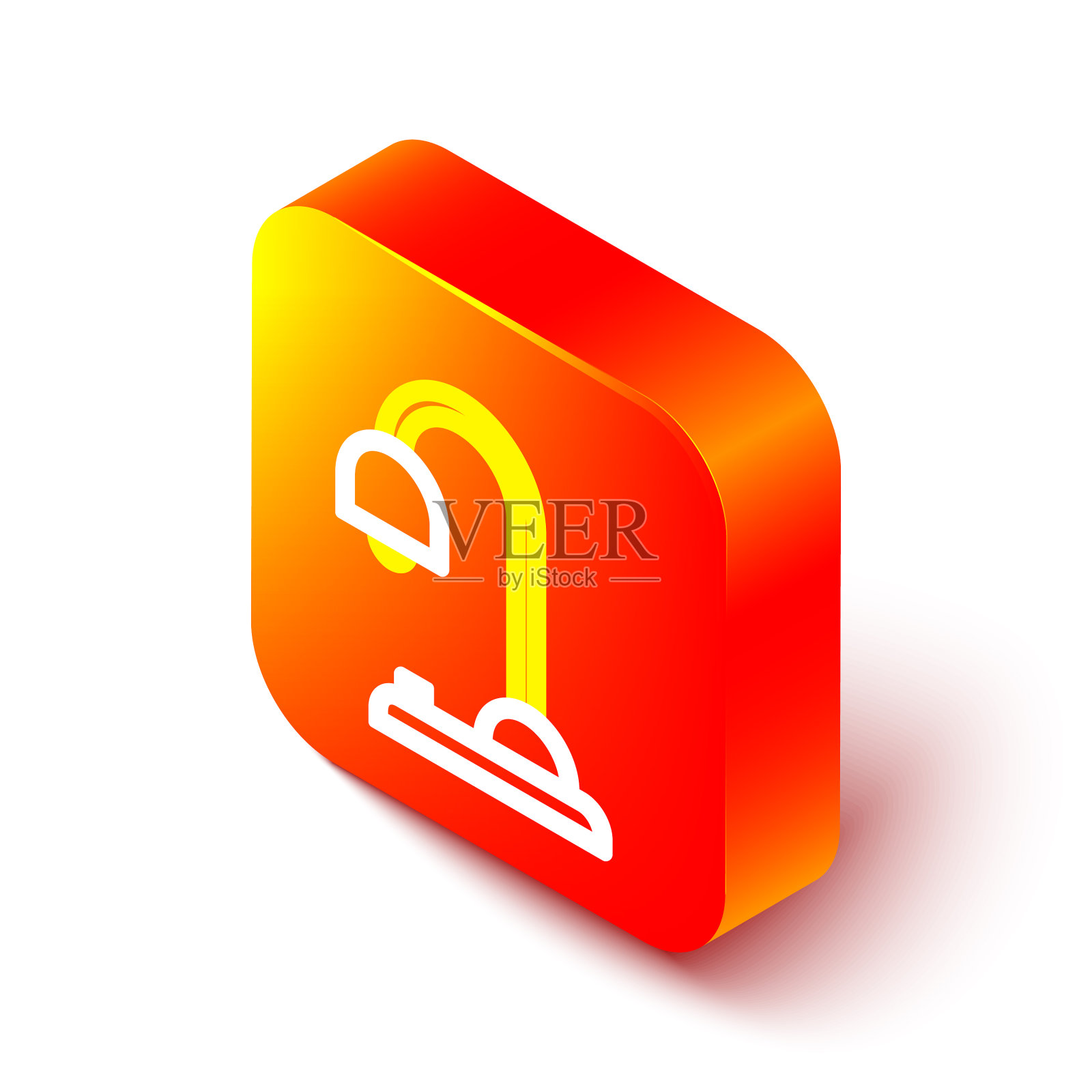 等距线台灯图标孤立在白色插画图片素材