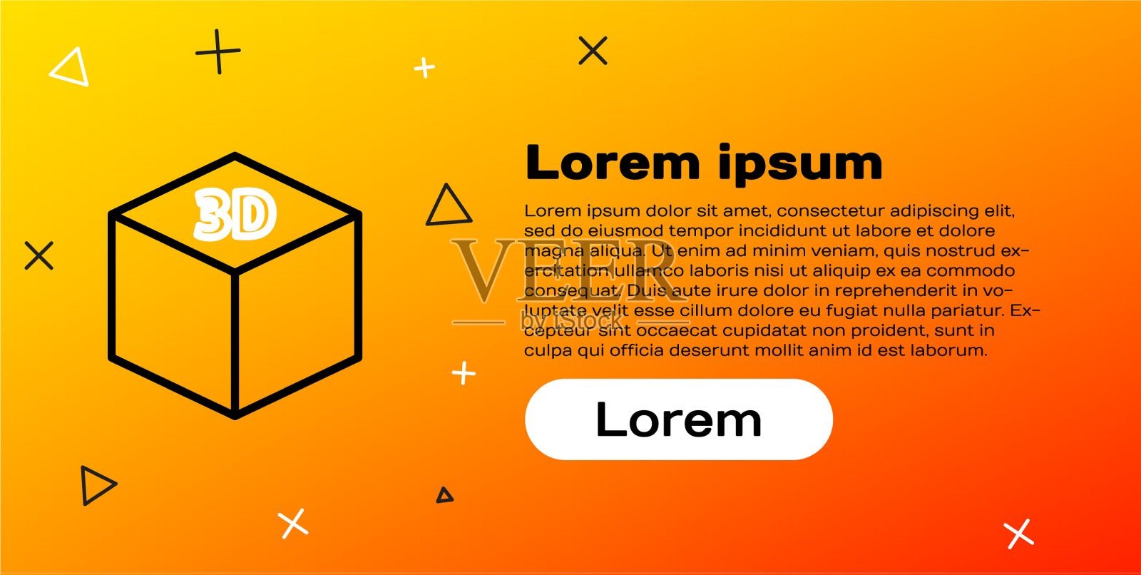 线等距立方体图标孤立在黄色插画图片素材