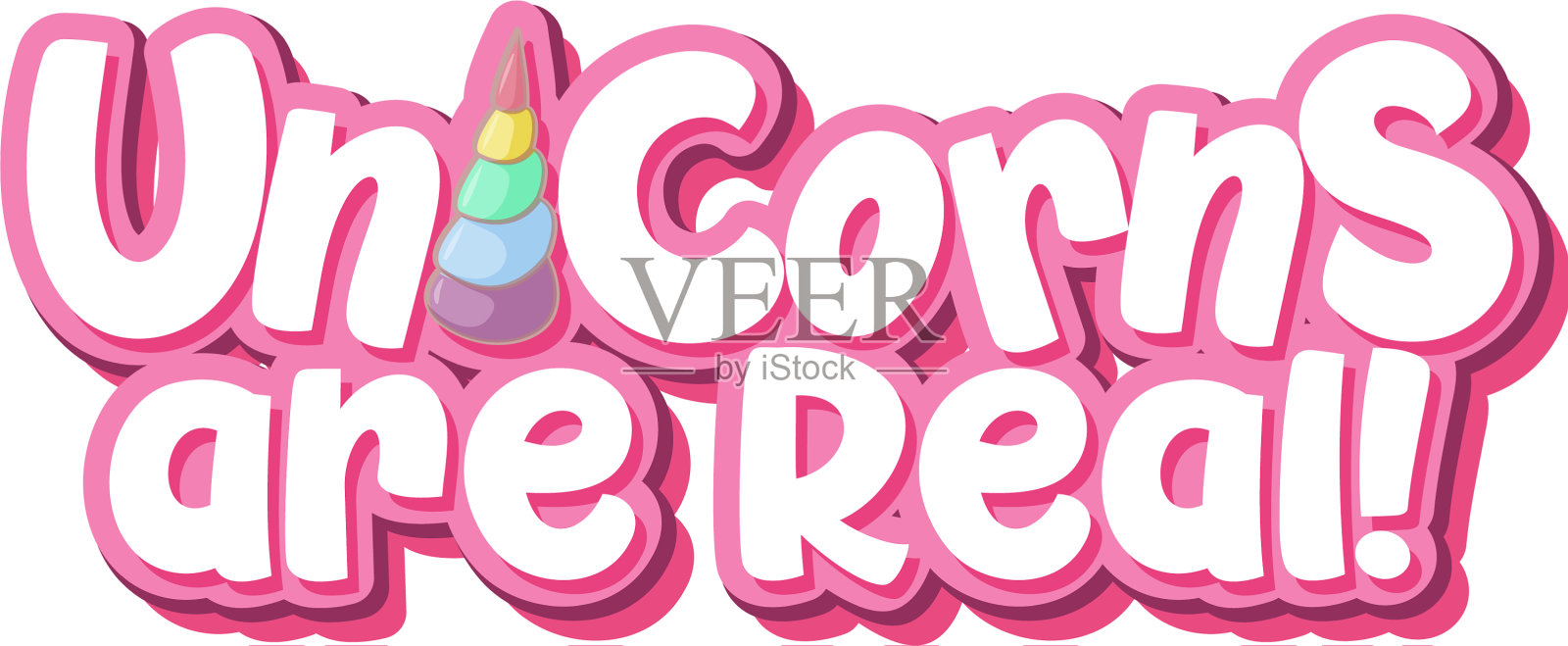 独角兽是真正的标志在柔和的颜色孤立设计元素图片