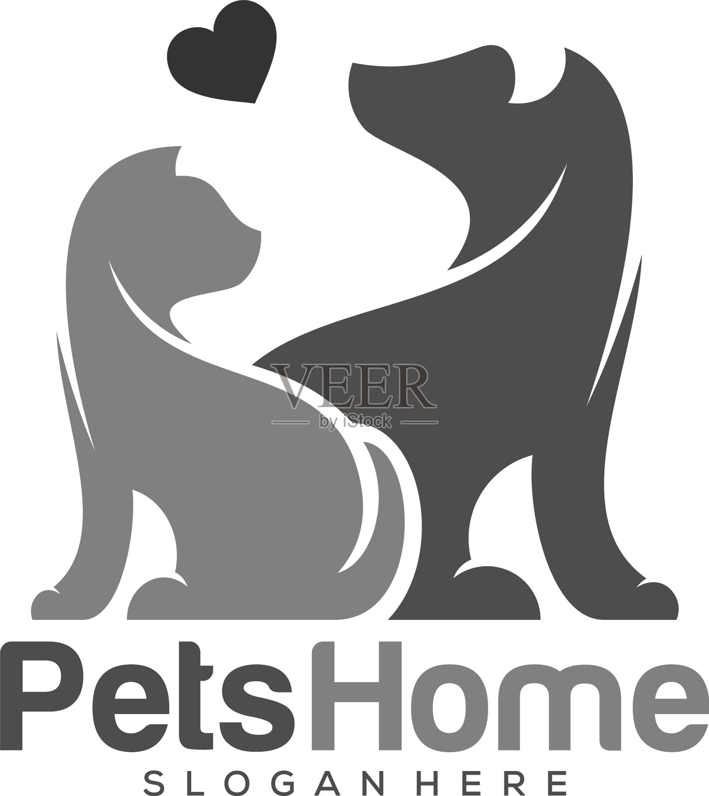 宠物标志狗狗猫设计动物模板插画图片素材