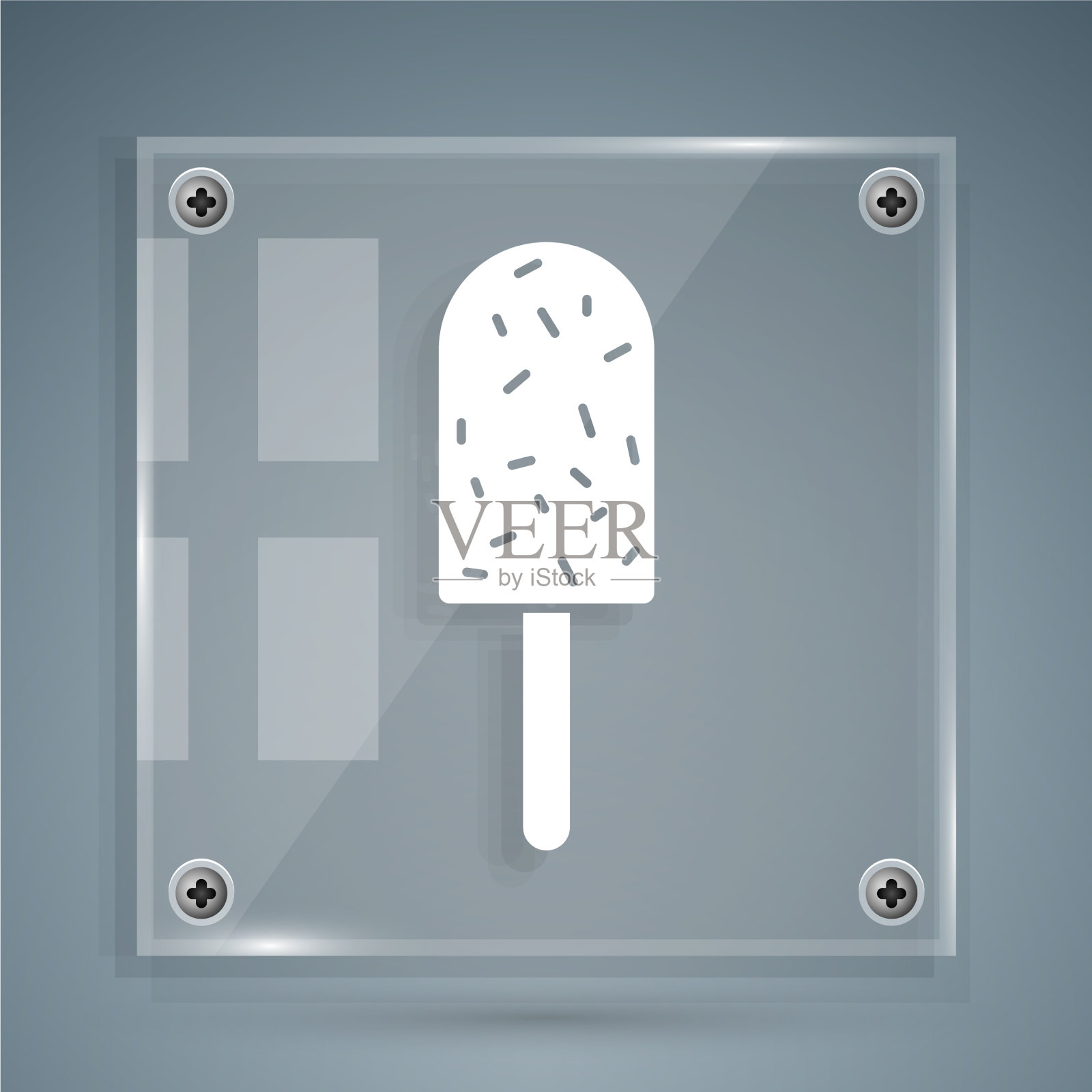 白色冰淇淋图标孤立在灰色背景图标素材