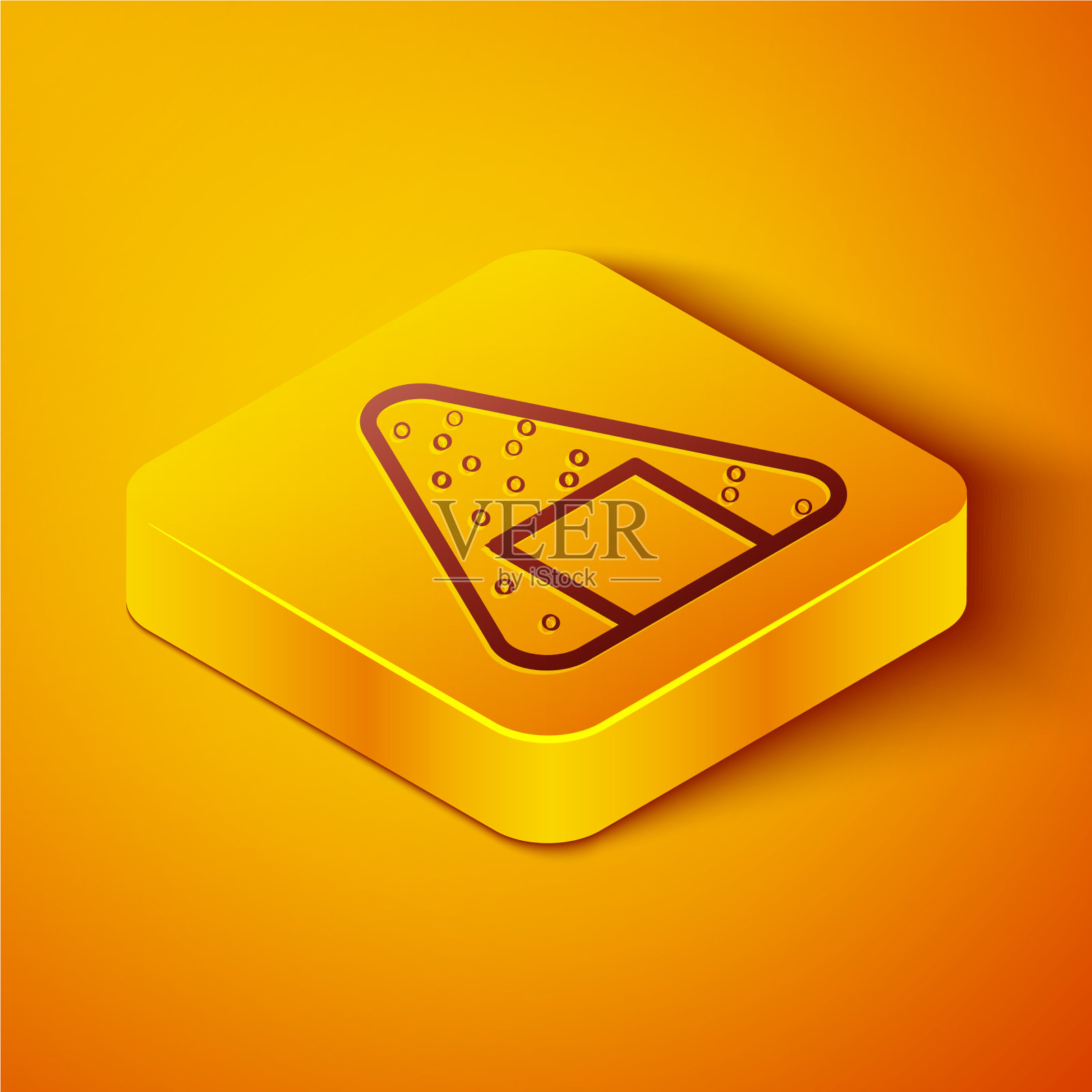 等距线饭团图标孤立在橙色图标素材