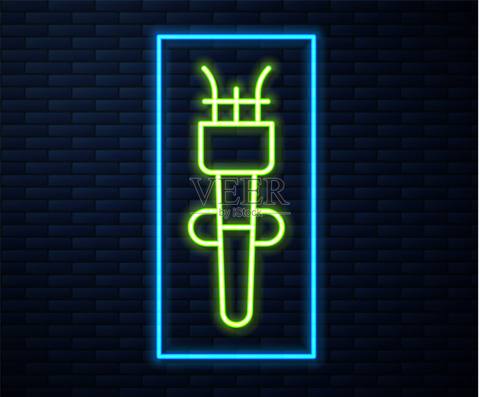 发光的霓虹灯线火炬火焰图标隔离插画图片素材