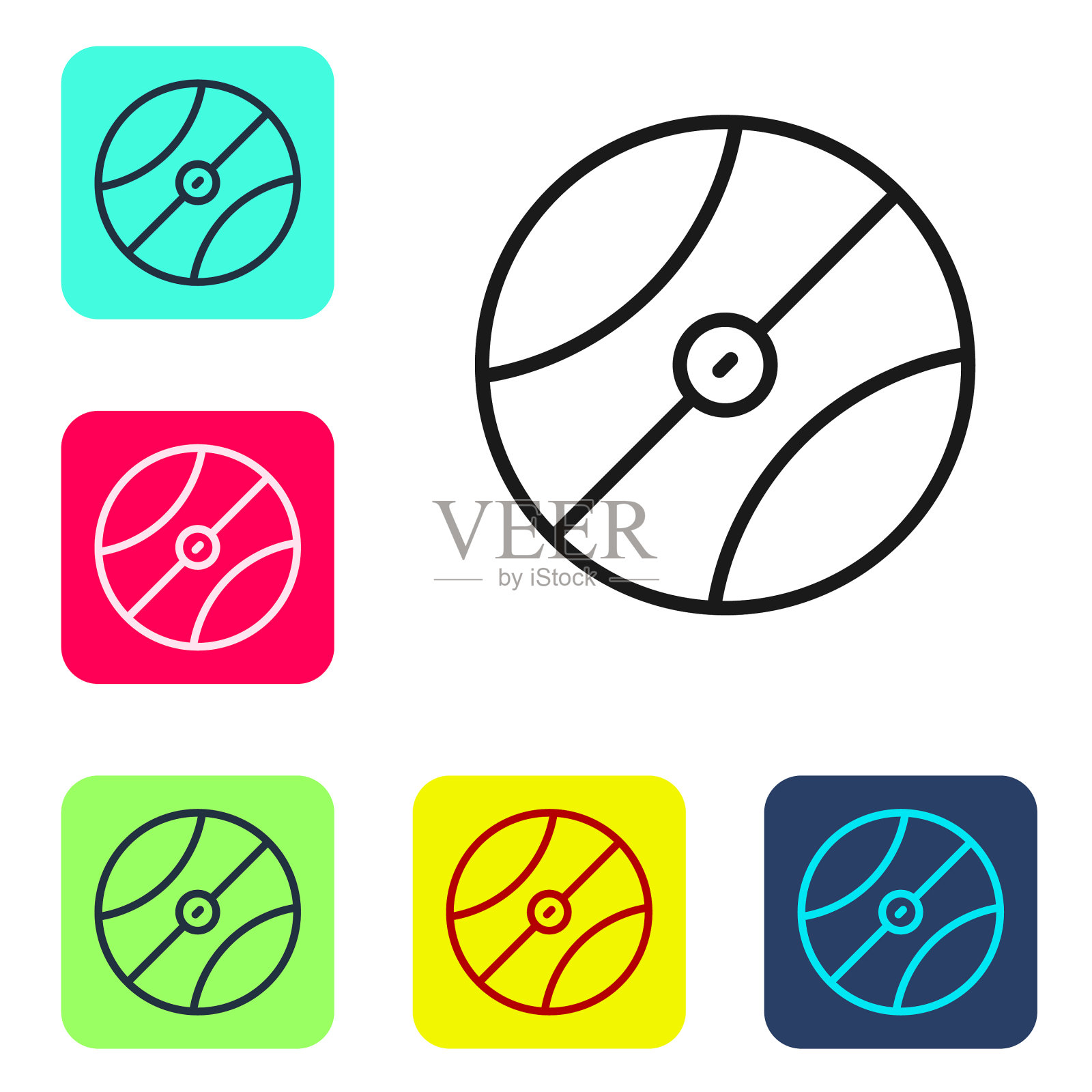 黑线篮球图标孤立在白色图标素材