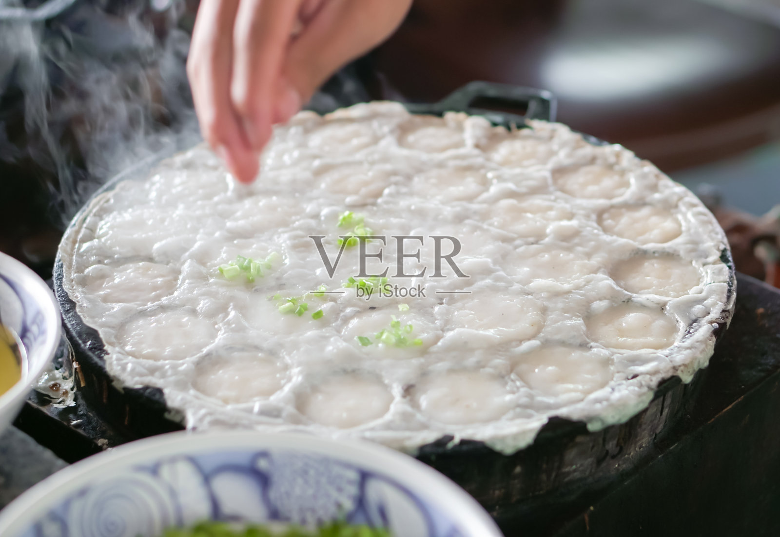 一种泰国甜食或椰子布丁照片摄影图片