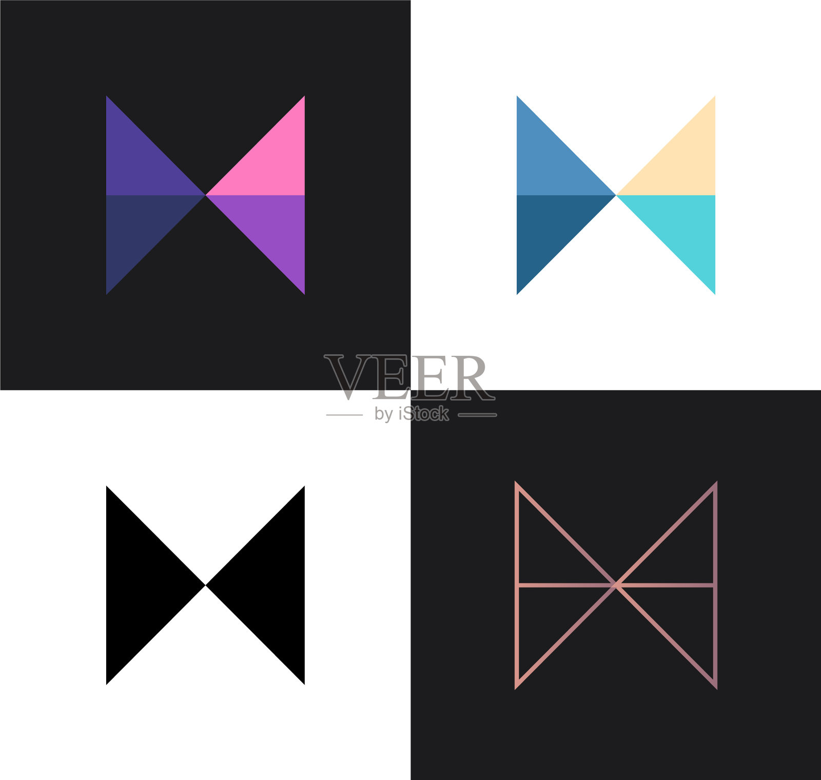 从抽象几何中设置字母m或w图标素材