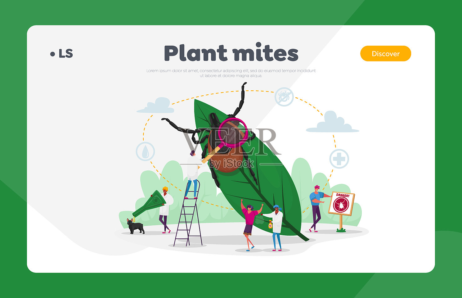 脑炎、螨虫、蜱虫叮咬防护落地插画图片素材