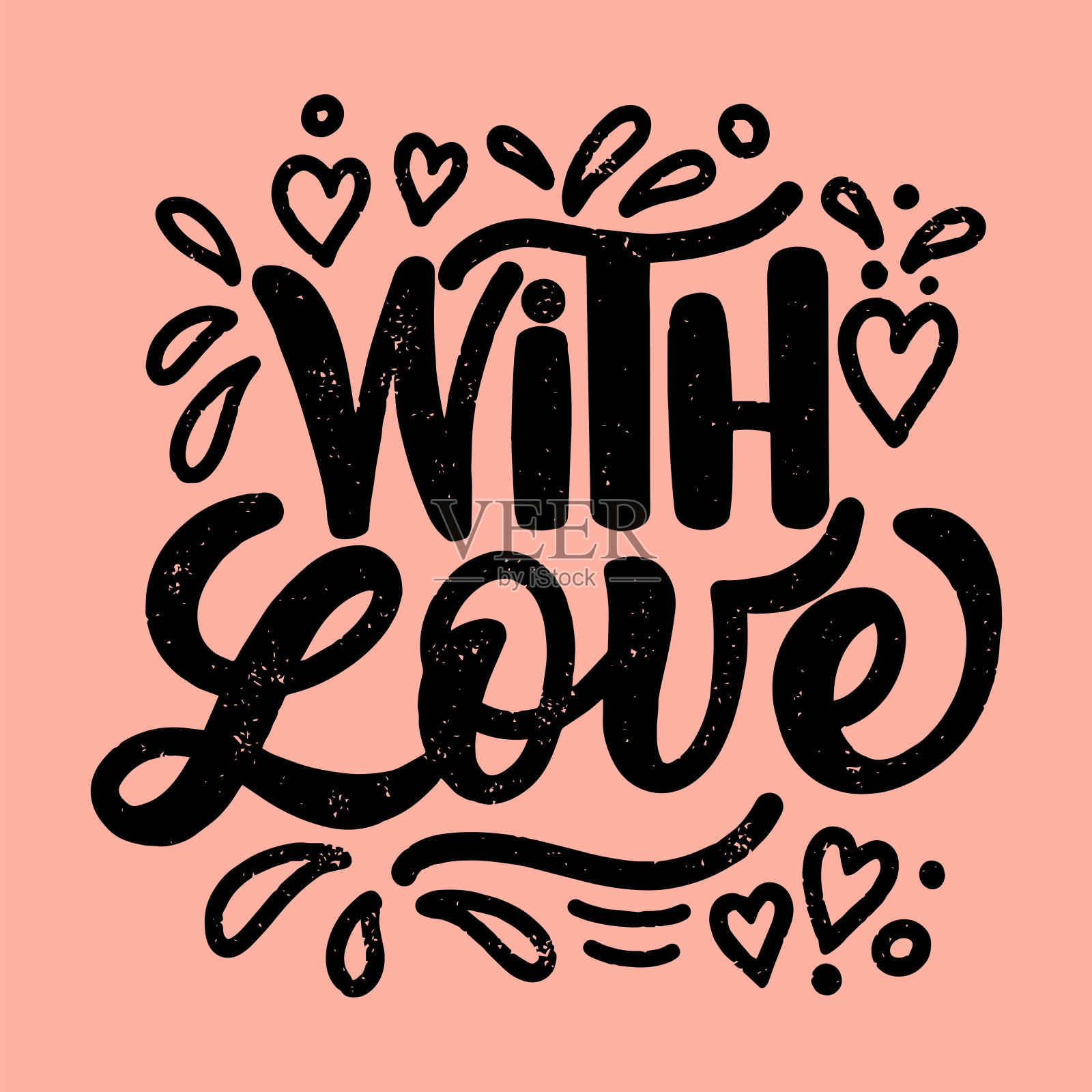 矢量图像与铭文-爱-在红色背景。用于设计明信片，海报，横幅，笔记本封面，打印t恤，马克杯，枕头，包装插画图片素材