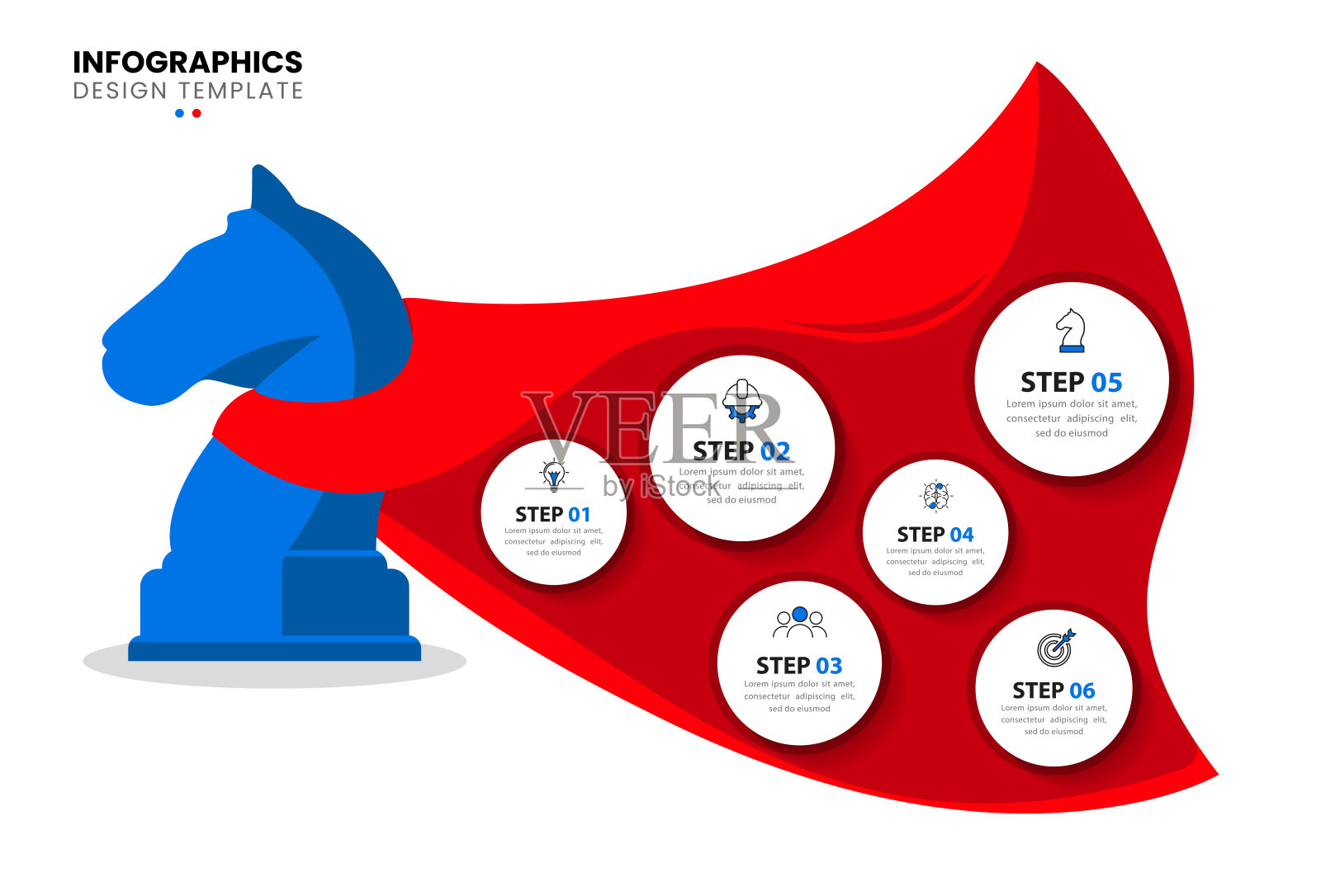 信息图表设计模板。创意概念有6个步骤插画图片素材